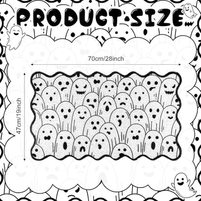 Dunzy Halloween Doormat Ghost Black and White Scalloped Welcome Mat - style: White Ghost