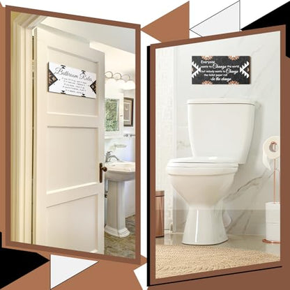 Jetec 2 Pcs Funny Bathroom Signs Wall Decor Farmhouse,Boho Style - style: Boho Style