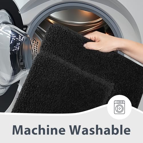 anllugs Bathroom Rugs, 20" x 30" Soft Bath Rugs, Black - color: Black, size: 20" X 30"