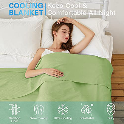 AmyHomie Cooling Blanket Queen Size 90"x90", 100% Rayon Derived from Bamboo - color: Green, size: Queen (90"x90")