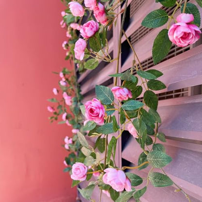2X 6FT Fake Rose Garland, Flower Garland,Artificial Flower wild Rose Vine - color: Pink, size: 2