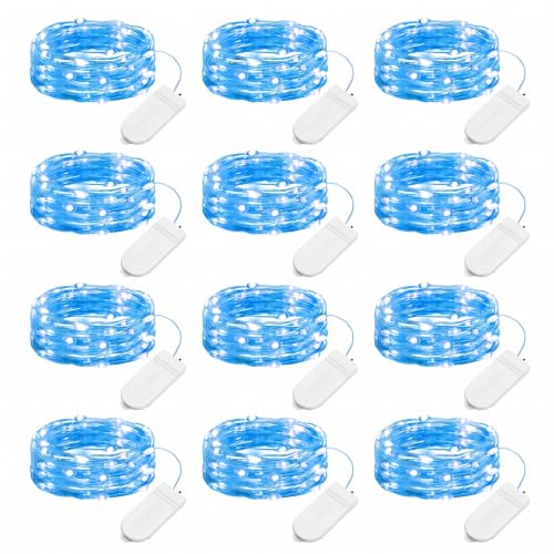 Brightown 12 Pack Christmas Blue Fairy Lights Battery Operated - color: Blue, size: 12 PC