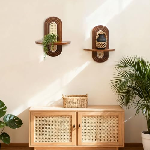 Floating Shelves for Wall, Set of 2 Arched Boho Wall Plant Holder