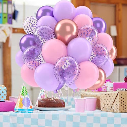 Patimate Purple and Pink Latex Balloons Set 50 pcs 12 inch - color: Purple Pink