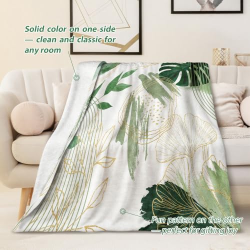 Sage Green Leaf Throw Blanket, 50x60 in - color: Green, size: 50"Wx60"L