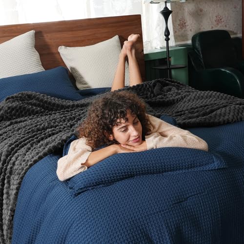 PHF Soft Cozy Fleece Blanket Twin, 340GSM Lightweight Warmth, Dark Grey - color: Dark Grey, size: Twin(66"x90")