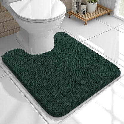 OLANLY Toilet Rugs U-Shaped 20x20, Soft Absorbent Chenille Contour Rugs - color: Blackish Green, size: 20" X 20" Contour Rug
