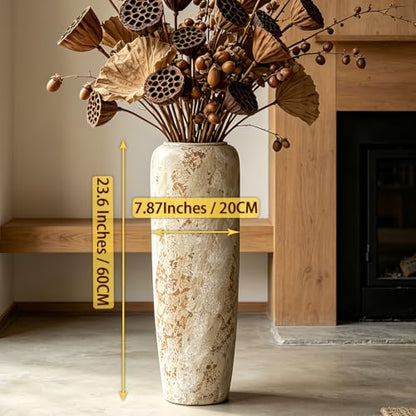 Rustic Ceramic Floor Vase, 24 Inch, Large Farmhouse Decor
