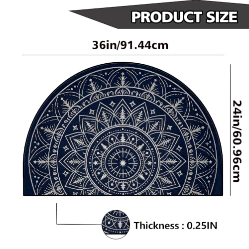 Half Round Door Mat 24"x36", Non-Slip Indoor Entryway Rug, Washable - color: Multicolor-9