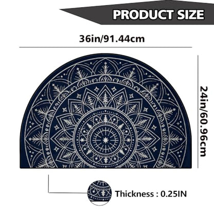 Half Round Door Mat 24"x36", Non-Slip Indoor Entryway Rug, Washable - color: Multicolor-9