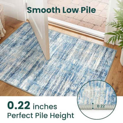 KOZYFLY Modern Kitchen Runner Rug 2x5 Washable Rug Runner Blue Beige - color: Blue Beige, size: 2' x 5' (Runner)
