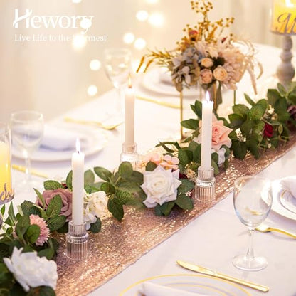 Hewory Taper Candle Holders Bulk, 2PCS Clear Glass Candlestick Holders - color: Clear, size: 2PCS