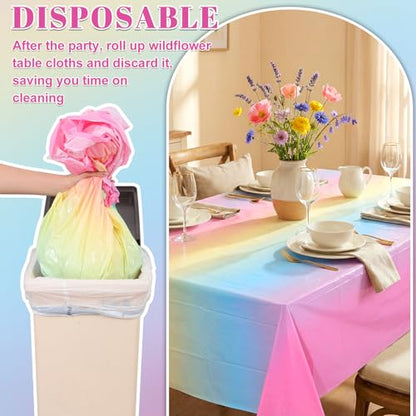 NatNarr 3 Pack Plastic Pastel Tablecloths, Disposable Princess Table Cloth - color: Rainbow