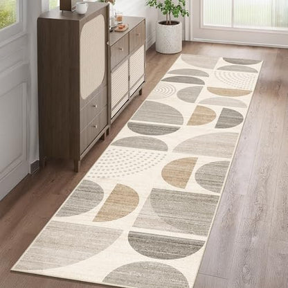 MUJOO Boho Runner Rug Washable,2x8 Area Rugs Non Slip Modern Abstract - color: Beige and Cream, size: 2' x 8' (Rectangular)