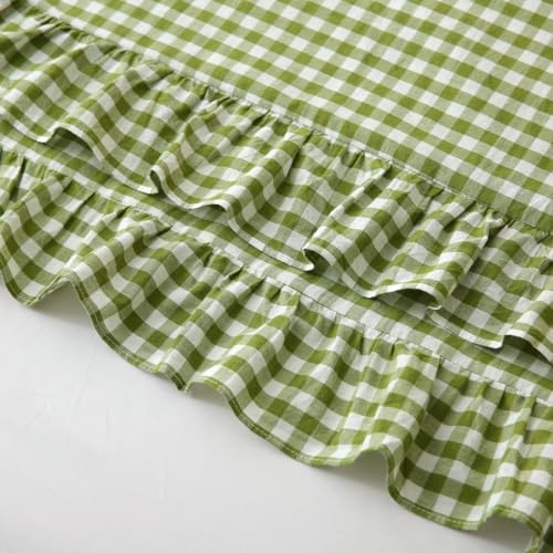 Silnuo Olive Green/White Gingham Ruffled Body Pillow Cover 20"x54" - color: Green/White, size: Body Pillow (20" x 54") - 1 Piece