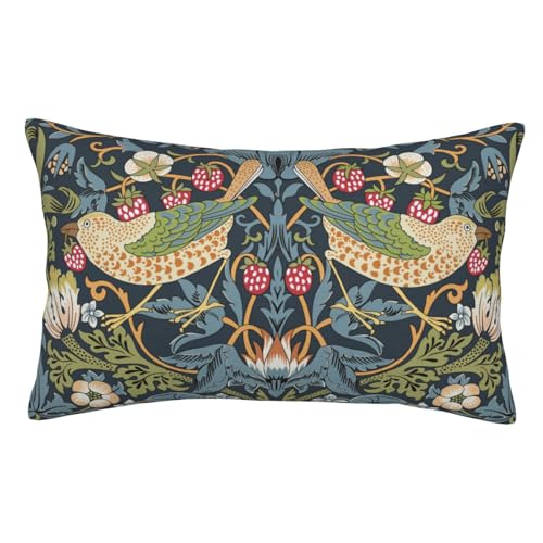 William Morris Vintage Floral Bird Strawberry Thief 20x12 inches Pillow Cover, Outdoor Farmhouse Pillow Cover Home Decor for Couch Sofa - color: Color-12, size: 20" x 12" (Pack of 1)