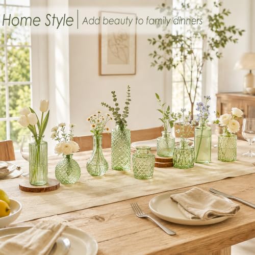 UPBUD Green Glass Bud Vases Set of 36, Small Vases for Flowers - color: Green