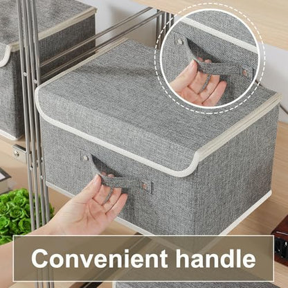 Foldable Fabric Storage Cubes with Lids,Grey 13x9.1x7.9in,1 Pack - color: Grey, size: 13x9.1x7.9in(1-pack)