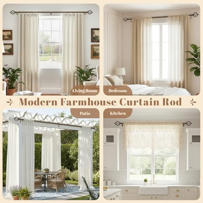 1" Farmhouse Heavy Duty Curtain Rods for Window,Adjust 66-120",Bronze - color: Antique Bronze, size: 66-120 Inch & 1 Pack