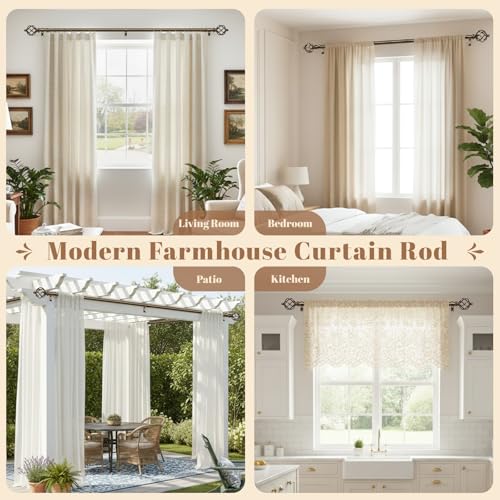 1" Farmhouse Heavy Duty Curtain Rods for Windows,Adjust 36-88",Bronze - color: Antique Bronze, size: 36-88 Inch & 1 Pack