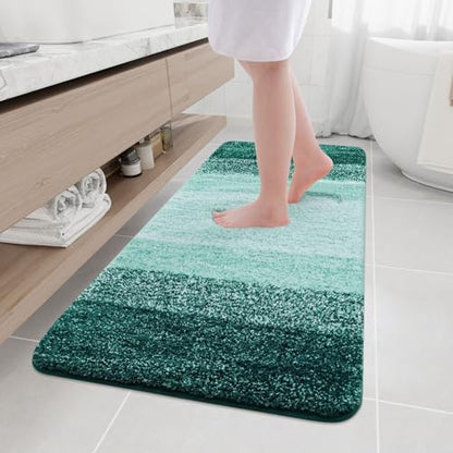Arotive Microfiber Bathroom Rugs, Shaggy Soft Absorbent Bath Rug, 59x24 - color: Dark Green, size: 59" X 24"