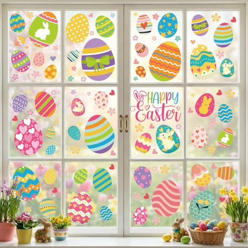 Easter Window Clings Easter Decorations for Home Spring Decor Eggs Stickers - color: Easter
