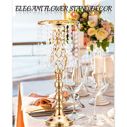 Funrous 6 Pcs 19.3" Gold Metal Flower Table Centerpieces for Wedding