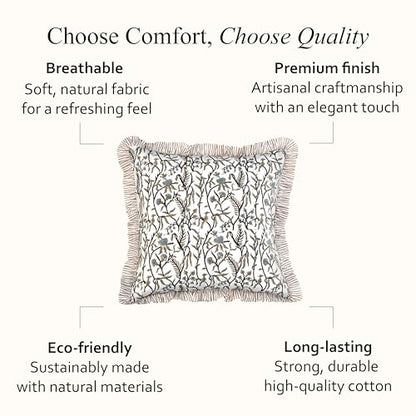 CPC Autumn Vine Block Print Ruffle Pillow Cover 18x18 Inch, Pack of 2 - color: Autumn Vine, size: 18" x 18" (Pack of 2)