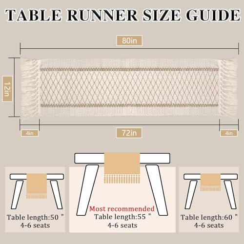 yuboo Fall Boho 72 Inches Table Runner, Modern Farmhouse Dresser Cover Top - color: Beige&cream, size: 72 inch