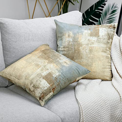 Throw Pillow Covers for Couch, 18x18 Inch, Set of 2, Beige Grey - color: Grey and Beige, size: 18" x 18" (Pack of 2)