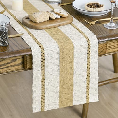 Artoid Mode Burlap Brown Rustic Woven Table Runner 12x60 Inch - color: Burlap Brown, size: 12" x 60", Table Runner