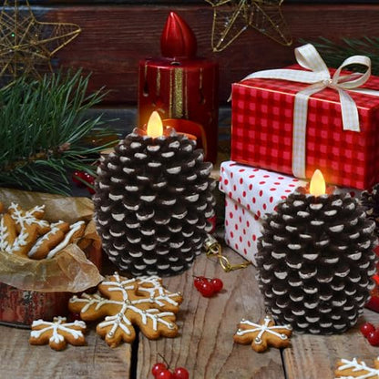 Wondise Flameless Candles with 6H Timer Pine Cone Candles - color: 2-Brown