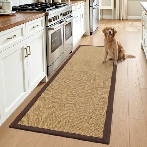 DEXI Jute Runner Rug 3x8, Rug Runners for Hallways, Natural/Brown - color: Natural/Brown, size: 3' x 8' (Runner)