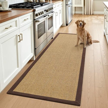 DEXI Jute Runner Rug 3x8, Rug Runners for Hallways, Natural/Brown - color: Natural/Brown, size: 3' x 8' (Runner)