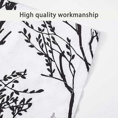 DriftAway Tree Branch Lined Valance Double Layer Blackout Thermal Insulated Abstract Ink Printing Window Curtain Valance Rod Pocket 52 Inch by 14 Inch Plus 2 Inch Header Black White 1 Pack - color: Black White, size: 52"W x 14"L (Pack of 1)