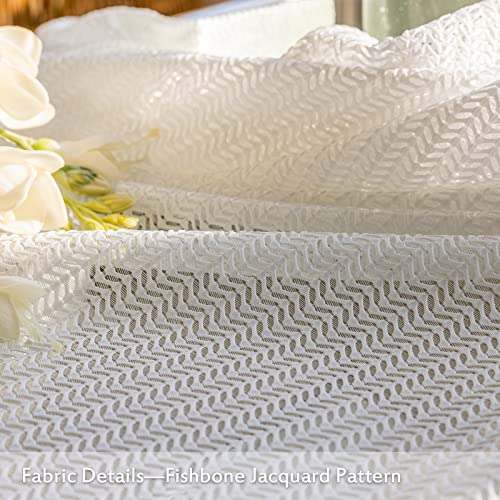 2 Panels Set Sheer Curtains 84 inch Length White 52" W x 84" L - color: White, size: 52"W x 84"L (Pack of 2)