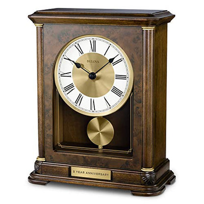 Bulova B1860 Vanderbilt Mantel Clock, Warm Walnut 12.25 x 9 x 4.75