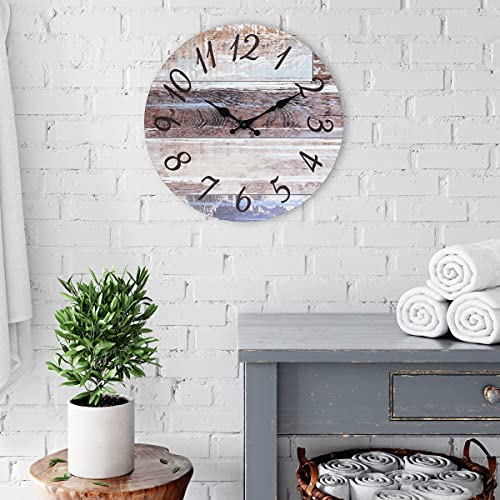 Stonebriar Vintage Farmhouse 14 Inch Round Battery Operated Hanging Wall Clock - size: 14 Inch