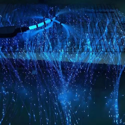 AKEPO 16W Twinkle RGBW Fiber Optic Curtain Lights, for Home Kids Room Decoration Waterfall Curtain Light with Flash Point Fiber Optical Cables 300pcs*0.04in/1.0mm*9.8ft/3m - size: 300pcs*0.04in*9.8ft(twinkle)