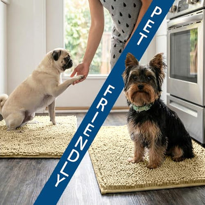 Bathroom Rugs Sets 2 Piece,Super Absorbent Chenille Bath Mats and U-Shaped Toilet Rug,Strong PVC Non Slip Backing,Microfiber Washable Dry Quickly Bath Mats for Bathroom(20"x32"+20"x20"U, Camel) - color: Camel