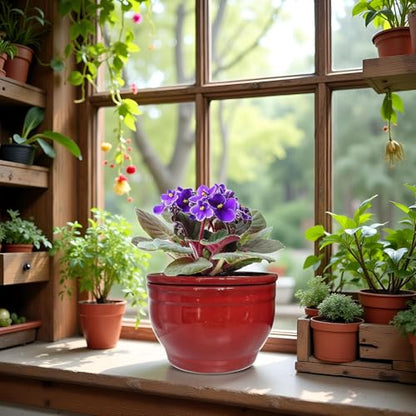 Self Watering African Violet Pots Red 6 inch - color: Red