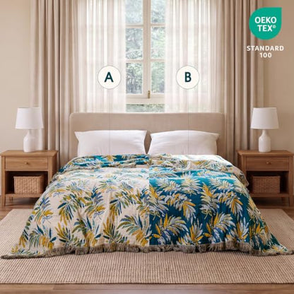 Boho Throw Blanket - Cotton Breathable 50"x60" Blankets for Bed Sofa - color: 32-green Fallen Leaf, size: (50"x60")Throw