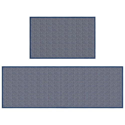 Artoid Mode Non-Slip Blue Kitchen Rugs and Mats Set of 2-17x29 + 17x47 - color: Blue, size: 17" x 29" /17" x 47"