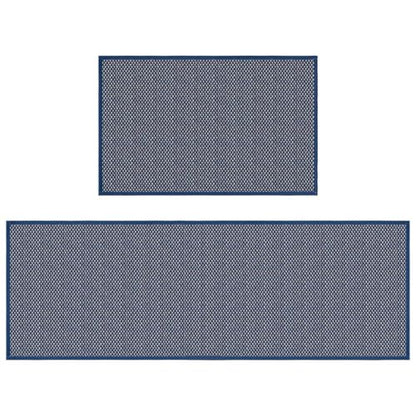 Artoid Mode Non-Slip Blue Kitchen Rugs and Mats Set of 2-17x29 + 17x47 - color: Blue, size: 17" x 29" /17" x 47"