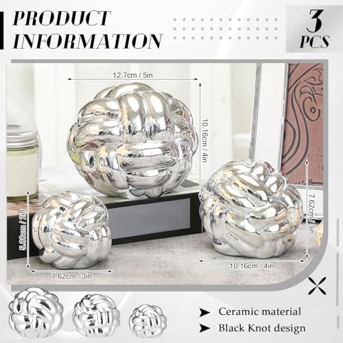 Wenqik Silver 3 Pcs Knot Decor Chain Link Living Room Decor, 3 Sizes - color: Silver