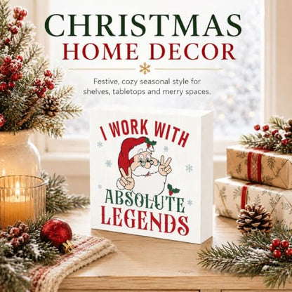 I Work With Absolute Legends Sign, Funny Christmas Wood Box Coworker Gift - color: Style 5
