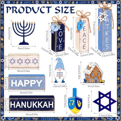 11 Pcs Hanukkah Wooden Tiered Tray Decor Chanukah Tabletop Signs - style: Hanukkah