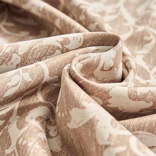 jinchan Taupe Floral Curtians 72 Inch Room Darkening Grommet 2 Panels - color: *Taupe, size: 50"W x 72"L (Pack of 2)