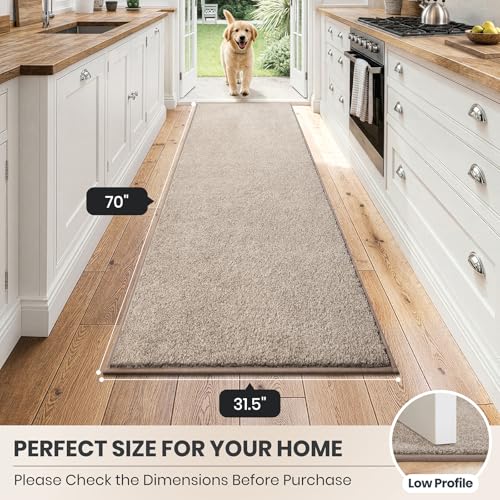 PURRUGS Hallway Runner Rug, 31.5" x 70", Taupe - color: Taupe, size: 31.5" X 70"