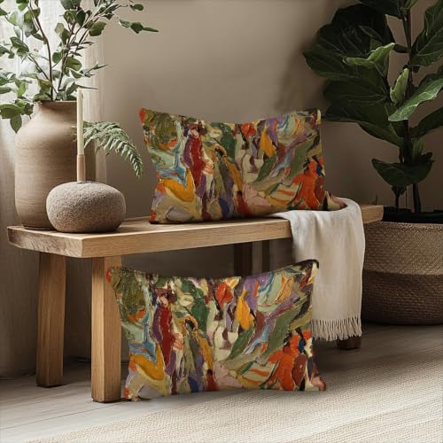 Mid Century Modern Abstract Pillow Cover 12x20 Double-Sided - color: Abstract -14 Set of 2